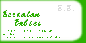 bertalan babics business card